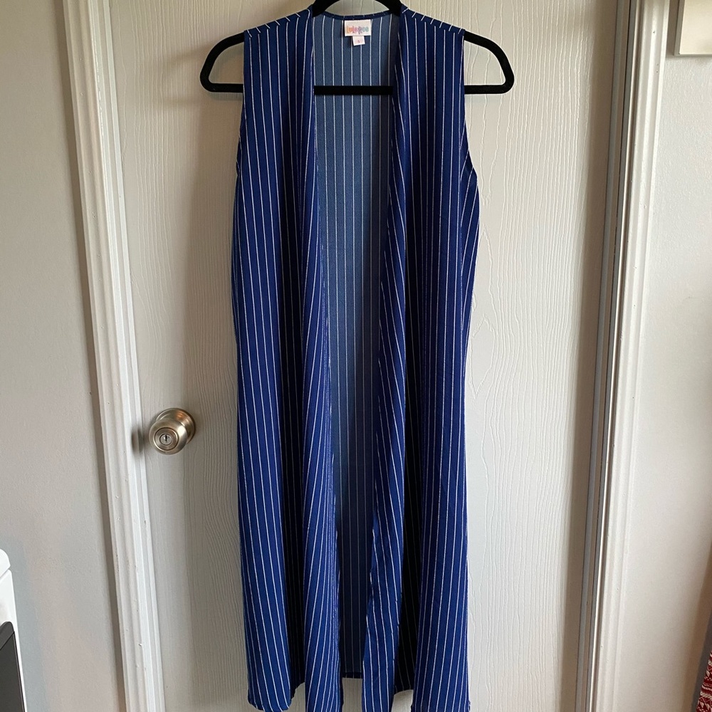 LuLaRoe Joy Flyaway Blue with White Stripes